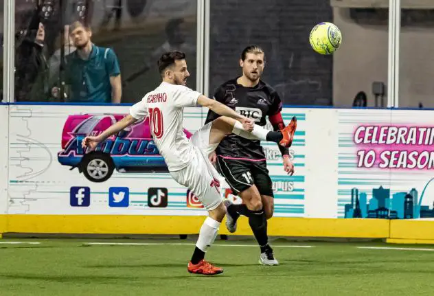 St. Louis Ambush midfielder William Eskay (right) against the Baltimore Blast
