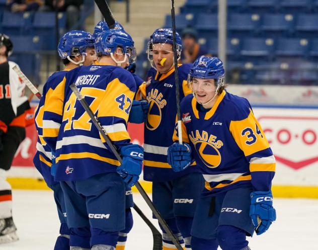 Saskatoon Blades'Charlie Wright and Conner Roulette on game day