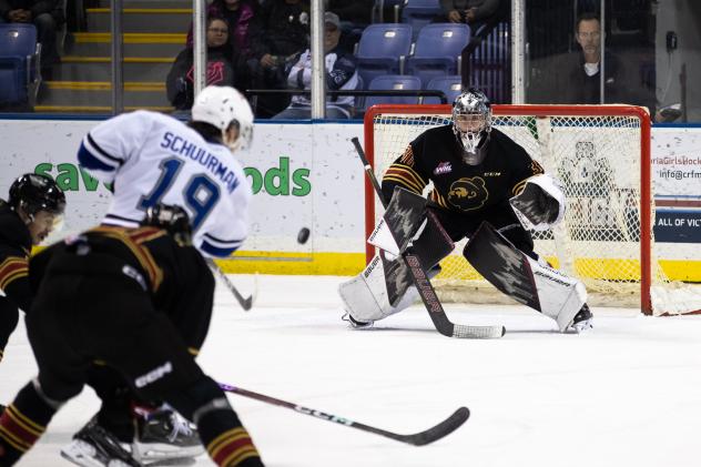 Victoria Royals' Brayden Schuurman takes a shot