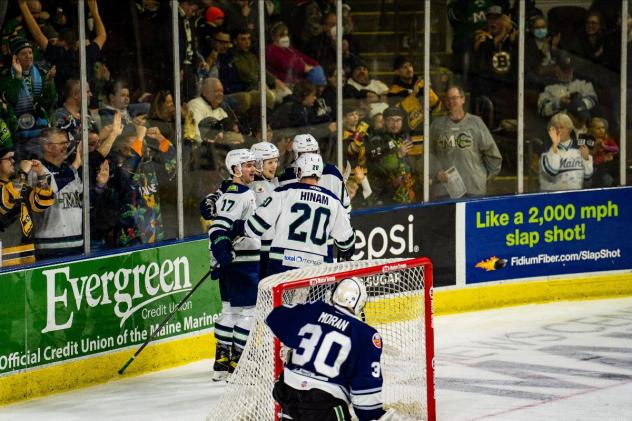 Maine Mariners celebrate a goal