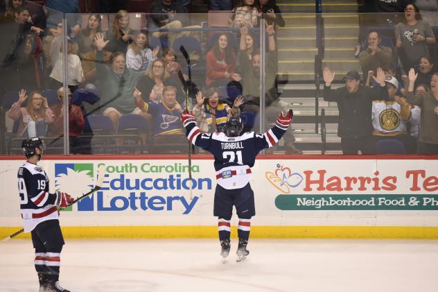 South Carolina Stingrays' Carter Turnbull celebrates win