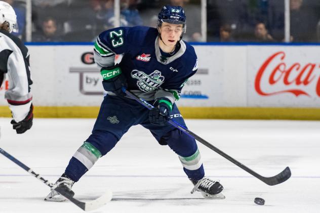 Defenceman Ethan Mittelsteadt with the Seattle Thunderbirds