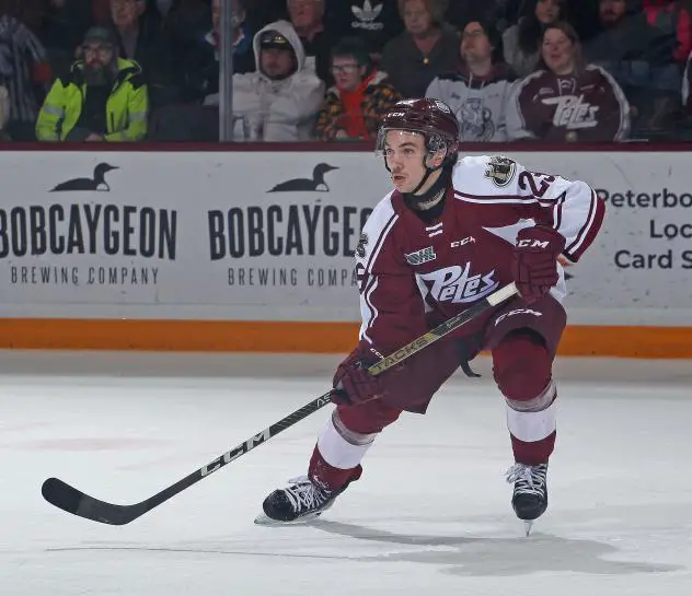 Peterborough Petes' Jonathan Melee on the ice