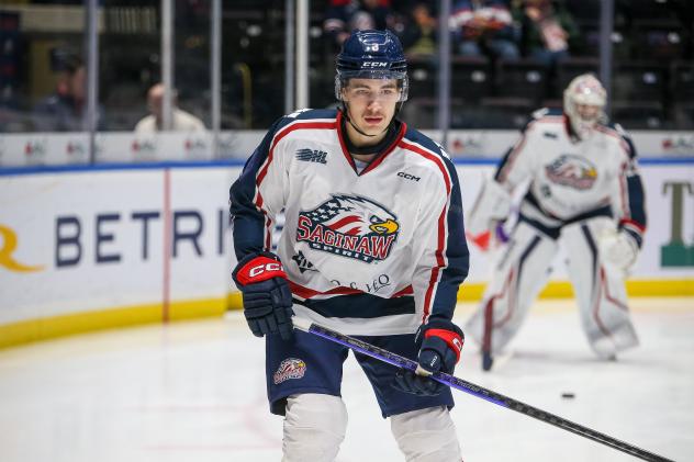 Defenceman Cam Gauvreau with the Saginaw Spirit