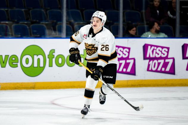 Forward Trae Johnson with the Brandon Wheat Kings