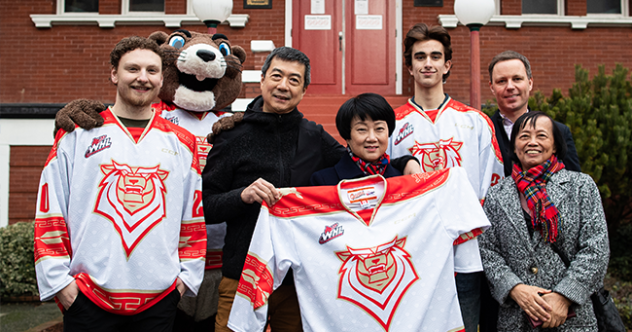Victoria Royals and mascot Marty the Marmot unveil Lunar New Year jerseys