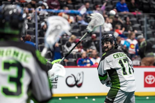 Saskatchewan Rush's Robert Church in action