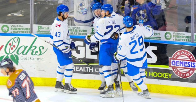 Wichita Thunder gather following a goal