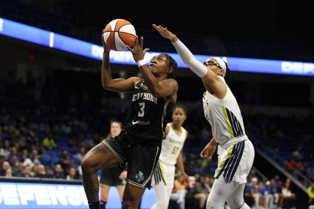 Crystal Dangerfield with the New York Liberty