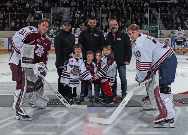 Peterborough Petes' Michael Simpson and Oshawa Generals' Jacob Oster on Crime Stoppers Night