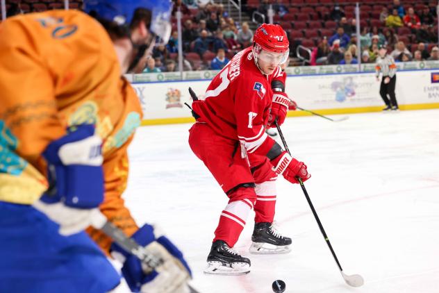 Chad Butcher of the Allen Americans controls the puck