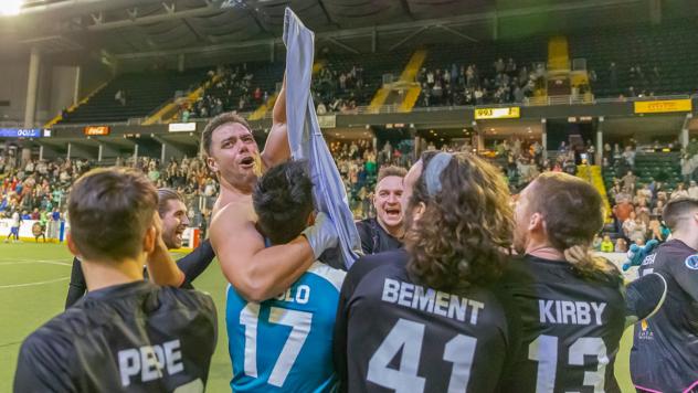 St. Louis Ambush's Robert Kristo celebrates win with team
