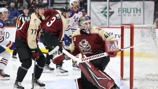 Tucson Roadrunners' Victor Soderstrom and Tyler Parks on game night