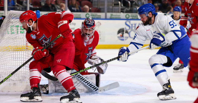 Wichita Thunder defenseman Chris McKay takes a shot against the Allen Americans