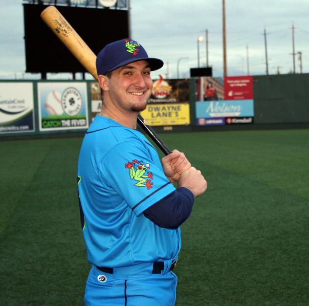 Everett AquaSox right fielder Trent Tingelstad in the team's new jersey