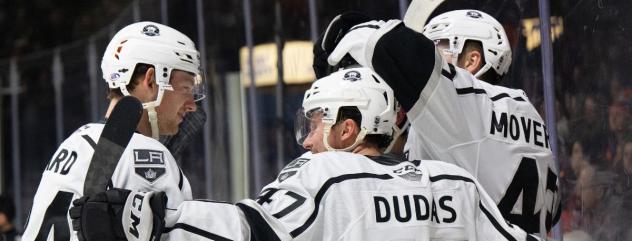 Ontario Reign's Taylor Ward, Aidan Dudas And Jacob Moverare Celebrate Win