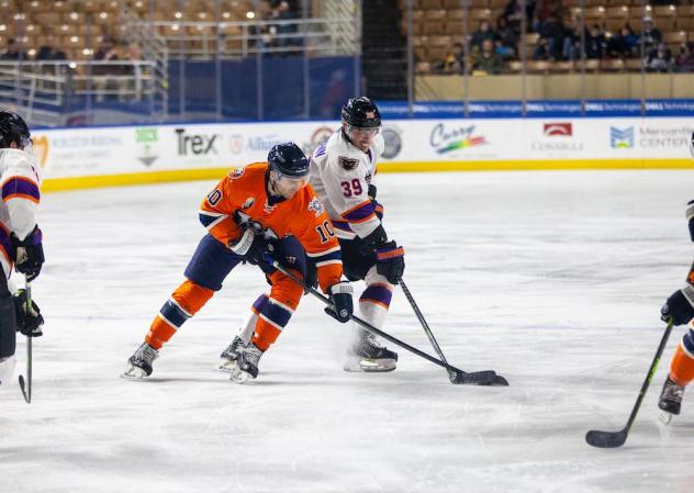 Worcester Railers defenseman Trevor Cosgrove (left)