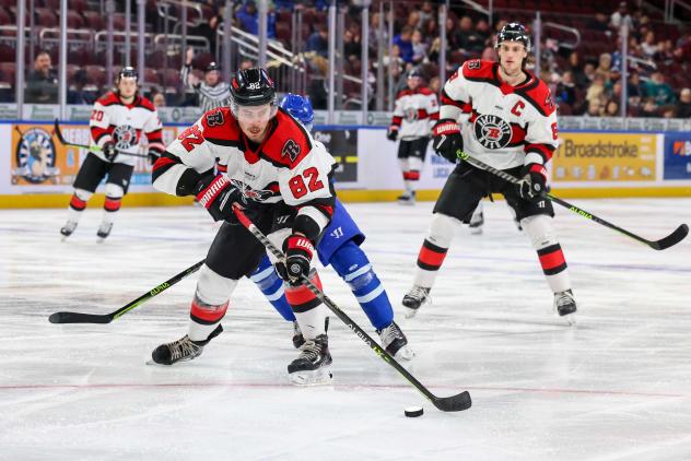 Rapid City Rush defenseman Carter Robertson vs. the Wichita Thunder