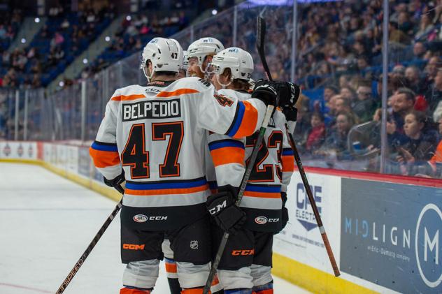 Lehigh Valley Phantoms' Adam Johnson celebrates win