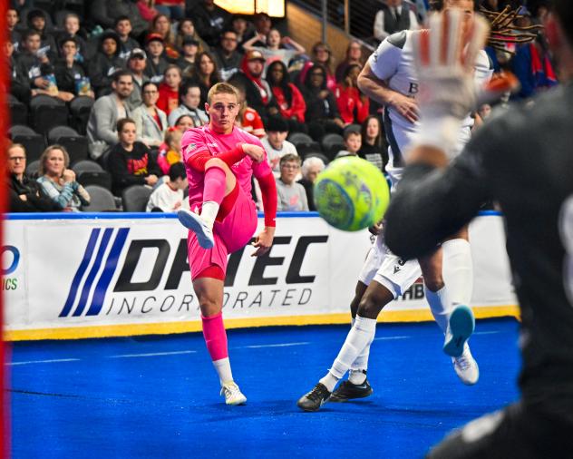 Former Florida Tropics forward Zach Reget takes a shot for the Kansas City Comets