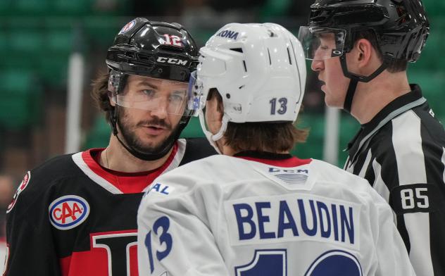 Belleville Senators' Cole Cassels and Laval Rocket's Nicolas Beaudin