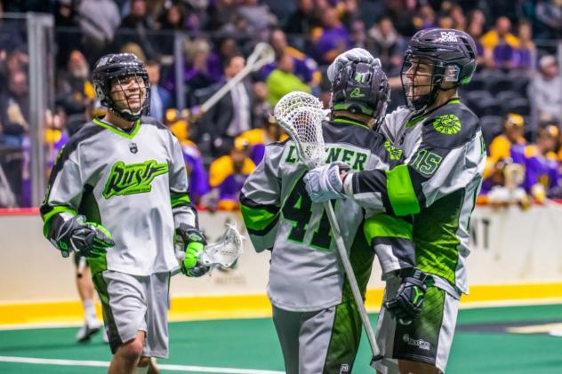 Saskatchewan Rush celebrate a goal