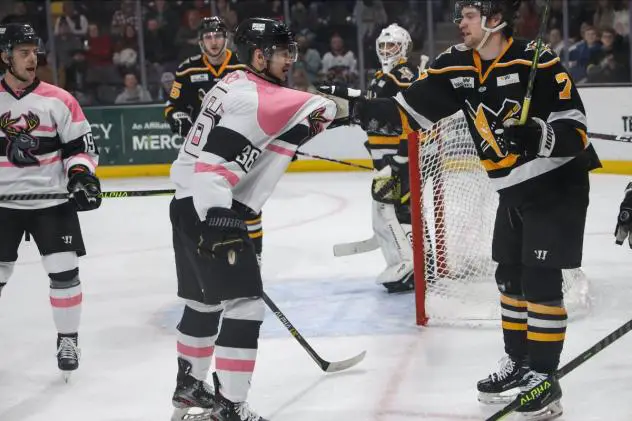 Iowa Heartlanders' Yuki Miura and Wheeling Nailers' Davis Bunz