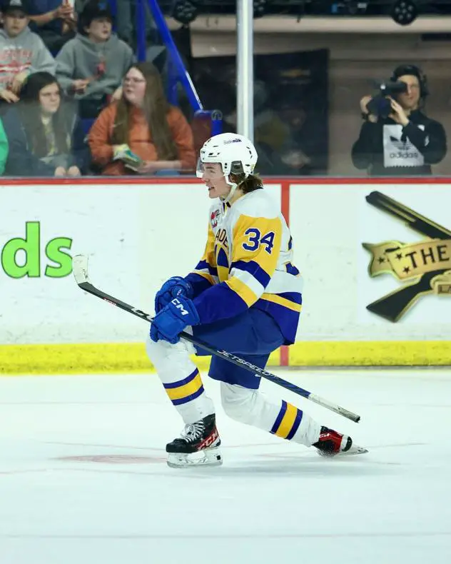 Saskatoon Blades' Conner Roulette on game night