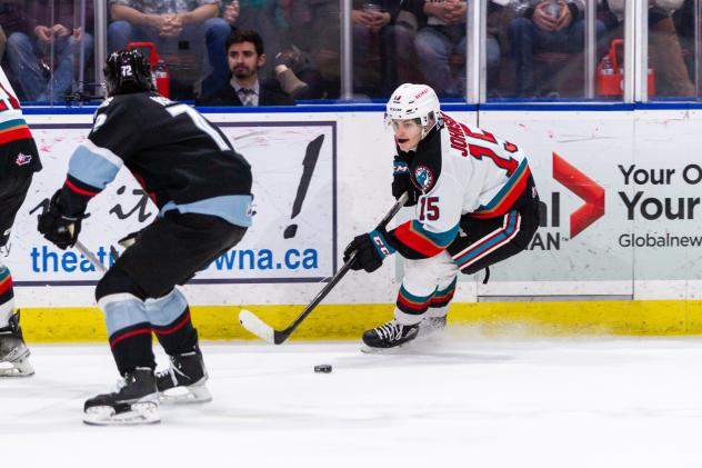 Kelowna Rockets' Trae Johnson in action
