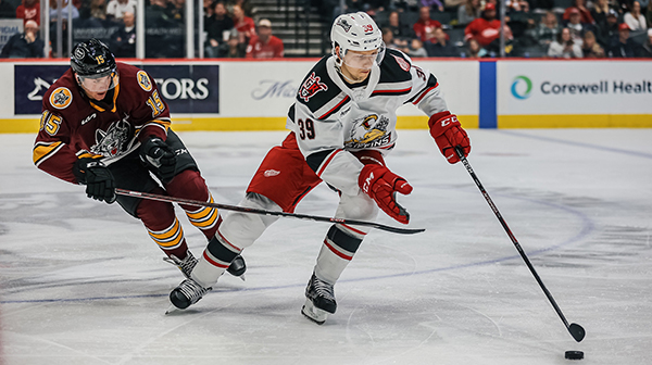 Grand Rapids Griffins right wing Alex Chiasson vs. the Chicago Wolves