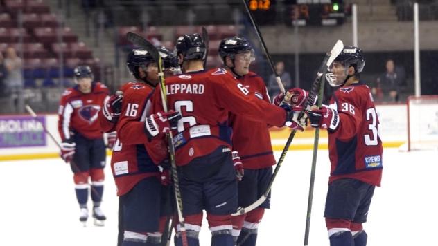 South Carolina Stingrays gather after a goal