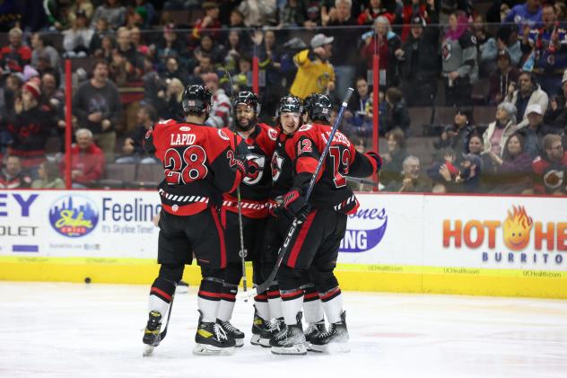 Cincinnati Cyclones celebrate win
