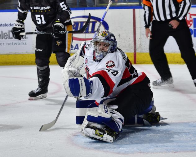 Belleville Senators' Mads Sogaard in action