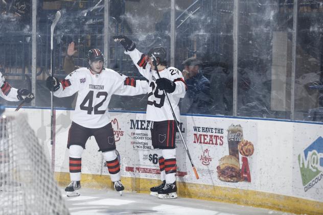 Youngstown Phantoms' Jake Rozzi and Matthew Perkins on game night