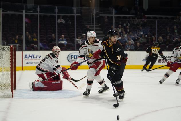 Cleveland Monsters' Joona Luoto in action