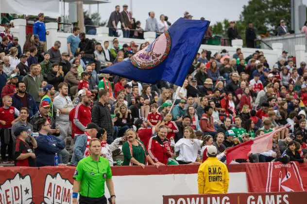Fans cheer on the Richmond Kickers