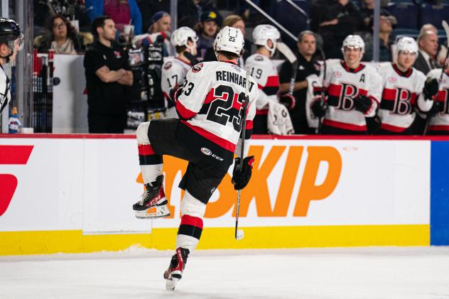 Belleville Senators' Cole Reinhardt celebrates win