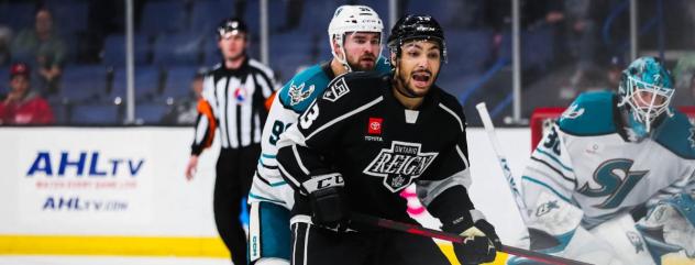 Ontario Reign's Tyrell Goulbourne	in action