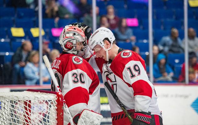 Cincinnati Cyclones' Mark Sinclair and Josh Passolt on game night