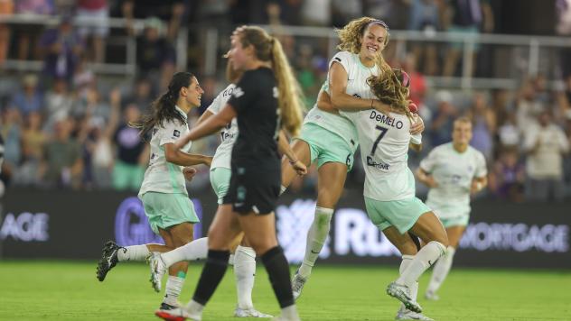 Racing Louisville FC celebrates a goal