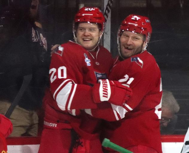 Allen Americans' Eric Williams and Jack Combs celebrate win