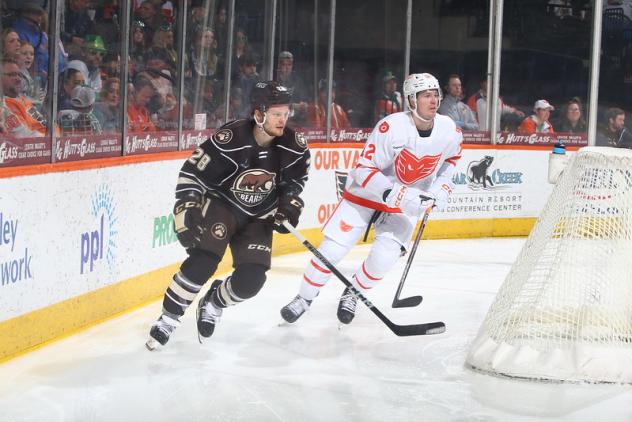 Hershey Bears' Ethen Frank and Lehigh Valley Phantoms' Ronnie Attard on game night