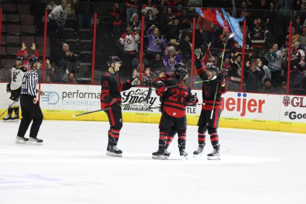 Cincinnati Cyclones celebrate win