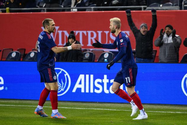 Chicago Fire FC's Rafael Czichos and Kacper Przybylko