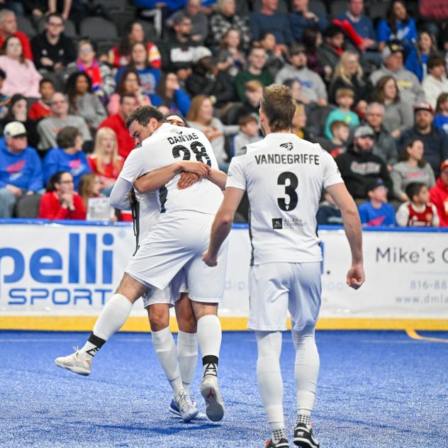 Florida Tropics forward Vini Dantas celebrates his goal against the Kansas City Comets