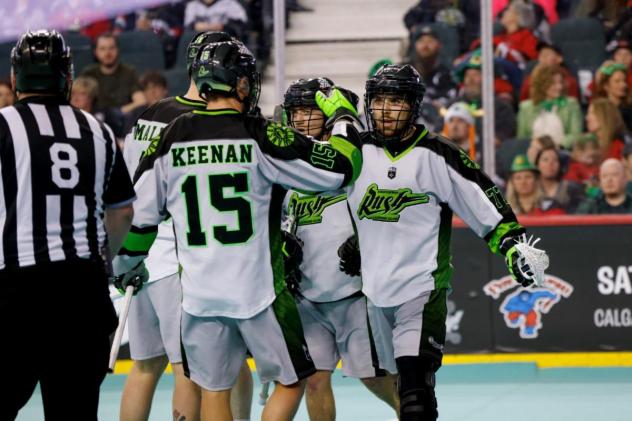 Saskatchewan Rush celebrate a goal