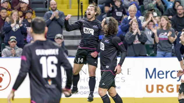 St. Louis Ambush midfielder William Eskay celebrates a goal vs. the Florida Tropics