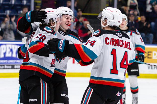 Kelowna Rockets celebrate a goal