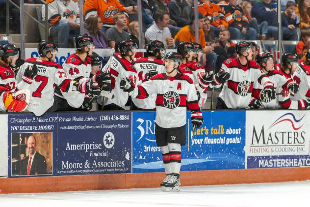 Rapid City Rush's Max Coatta congratulates team