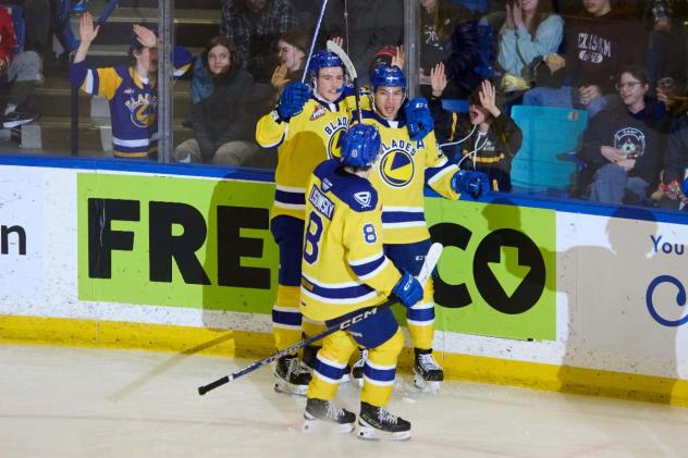 Saskatoon Blades celebrate win